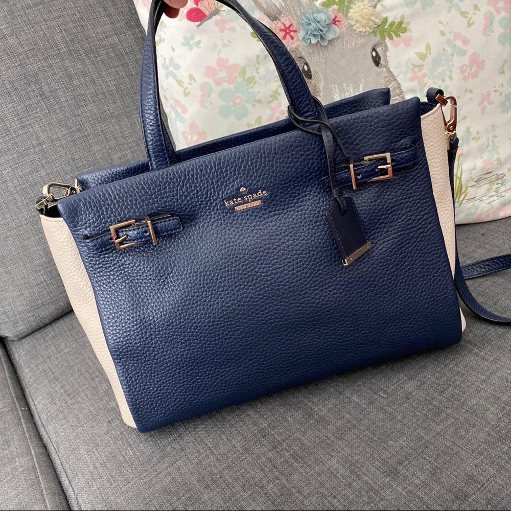 Kate spade lanie Holden street satchel two tone leather bag NWT